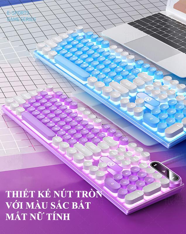 Bàn phím YINDIAO K600 giả cơ nút tròn nhiều màu sắc và có đèn led xuyên phím chuyên game