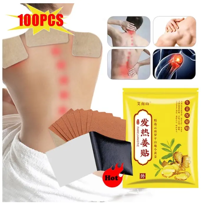 100pcs Herbal Ginger Heat Patch Promote Blood Circulation and Knee Neck Back