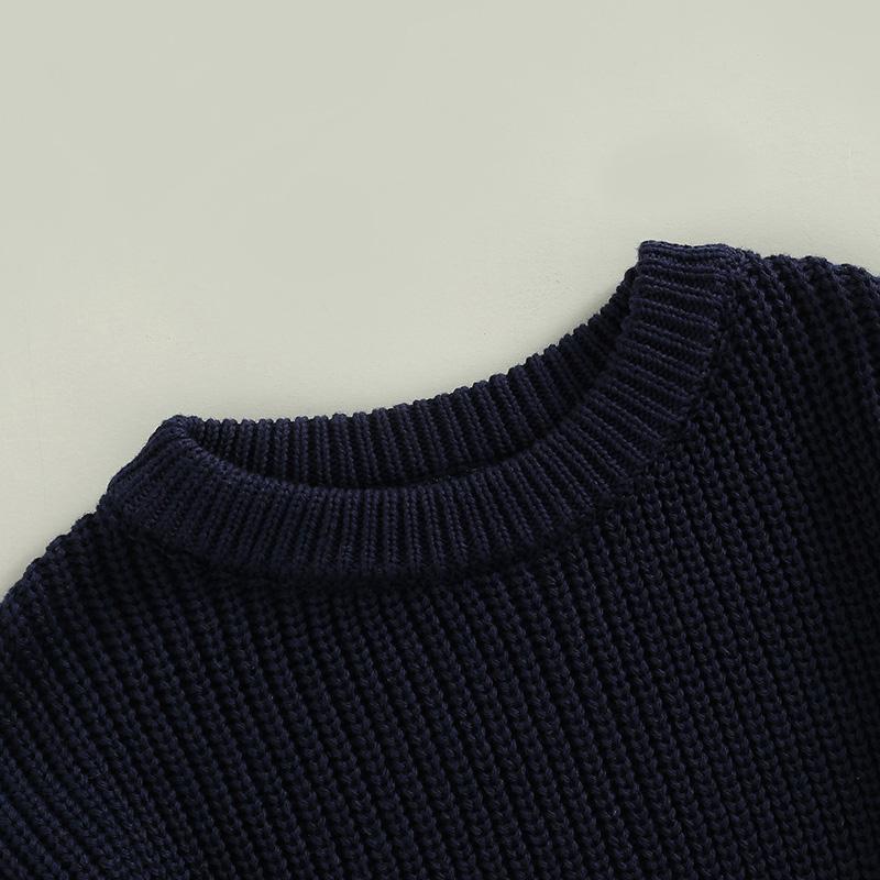 Product Introduction of Toddler Baby Round Neck Sweaters, Long Sleeve Solid Color Loose Knitted Pullovers 49