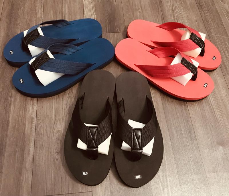 Dép xỏ ngón nam nữ đế xốp quai dù 3 sọc, size 36-44, đầu tròn - Slipper, Đế Bằng DéP Cao Su Đồng dép dsq tông 0