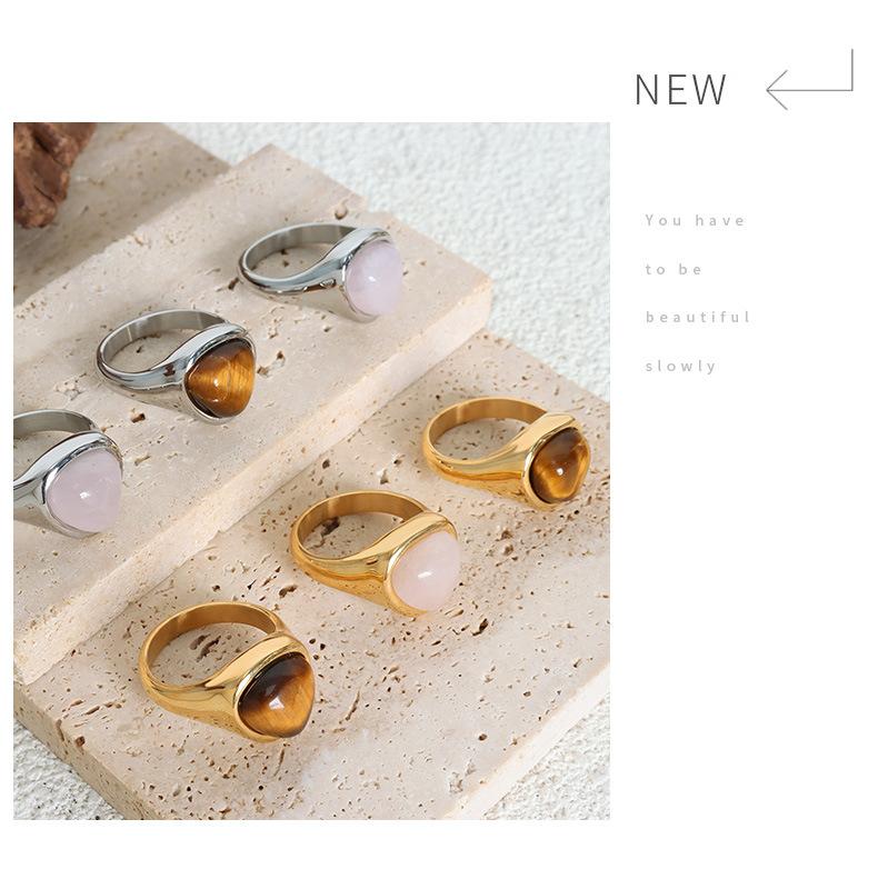 Product Introduction of Cincin Pasangan, Jualan Panas, Kristal Merah Jambu Alamiah dan Batu Mata Harimau, Gaya Retro, Mewah Mampu Milik, Reka Bentuk Elegan, Diperbuat daripada Keluli Titanium 11
