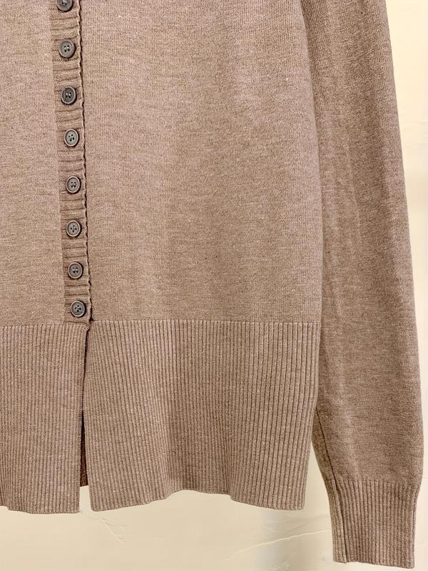 Women's Plain Button Front Split Hem Cardigan, Casual Long Sleeve Round Neck Knitwear for Spring & Fall, Fashion Women's Knit Clothing for Daily Wear 3