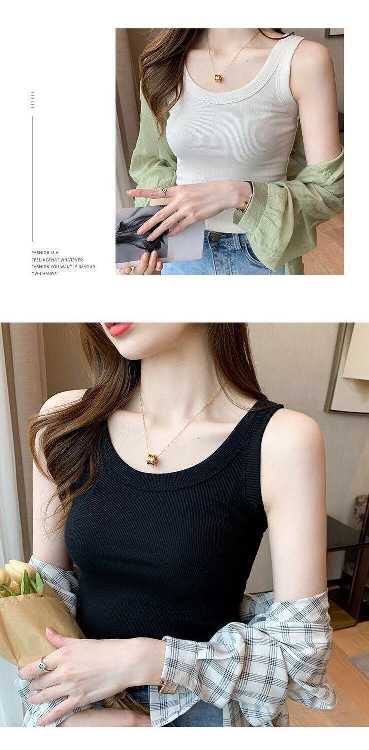 Product Introduction of Popular Versatile Anti-Exposure Sleeveless Inner Match Bottoming Camisole Women'S Summer Slim Fit Slimming Outside Wear Korean Style 6