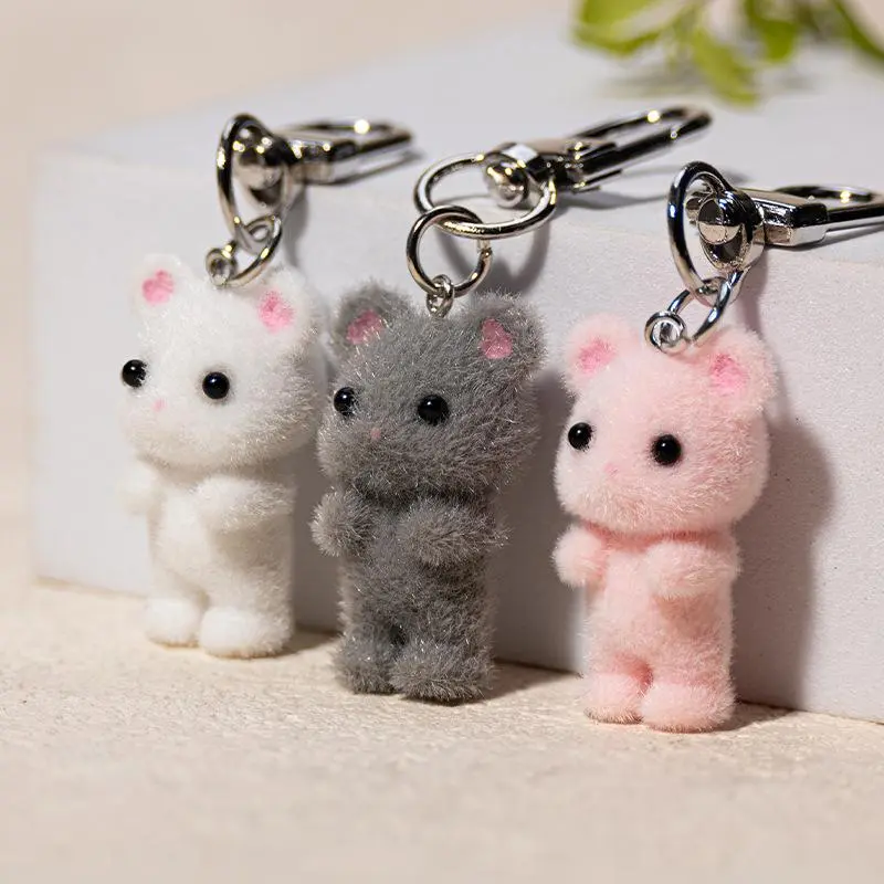 Cute Mouse Design Plush Keychain, Mini Stereo Animal Pendant, Phone Charm for Women & Men, Mobile Phone Decoration Accessories
