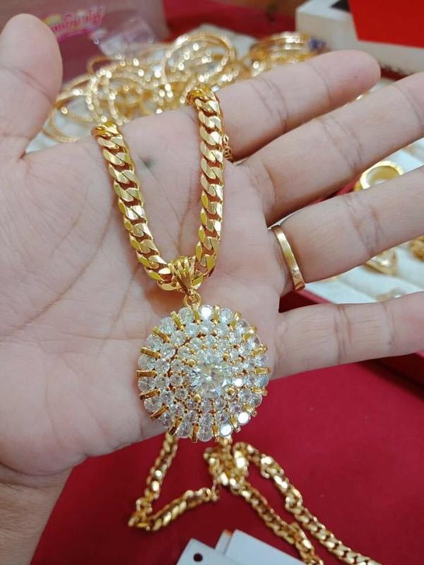 dây chuyền mạ vàng kiểu khoen lật mặt đinh đá đeph lung linh Trang Sức Women Voi dài 50 đên 70cm