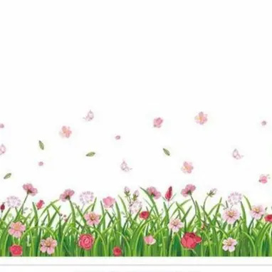 Juragan Wall Sticker Grass Pink Flowers Rumput Bunga Stiker Dinding LDR 7189 Wallsticker 1
