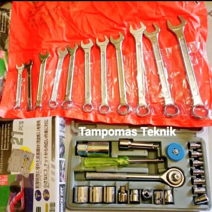 Tool Set Kunci Sok Set 21pcs + Kunci Ring Pas Set 11pcs Tool Kit