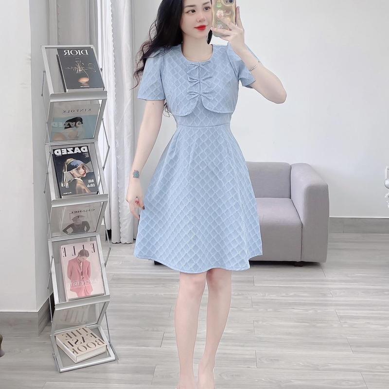 Product Introduction of Đầm xinh tùng xoè 3 nơ - chất vải thoi- thương Váy chữ A Nữ Women Trắng Dress D240 6