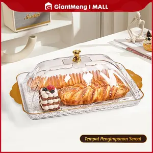 GiantMeng -Nampan Emas Mewah Estetik dengan Pegangan | Tray Buah Snack & Dekorasi Rumah