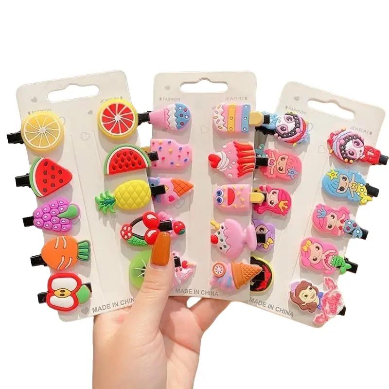 sét 10 kẹp tóc hoa quả, con vật dễ thương Cao Su