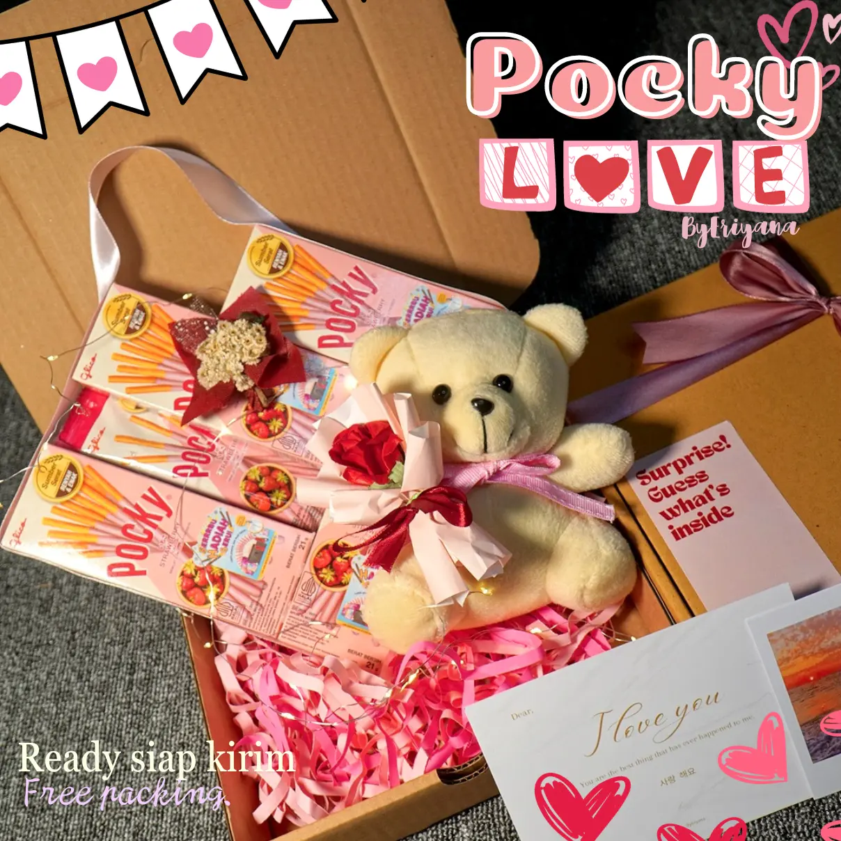 Pocky Love Biskuit Kue Wafer Snack Kado Valentine Hadiah Ulang Tahun Anniversary Buket Wisuda Cewek Cowok Sempro Hari Guru