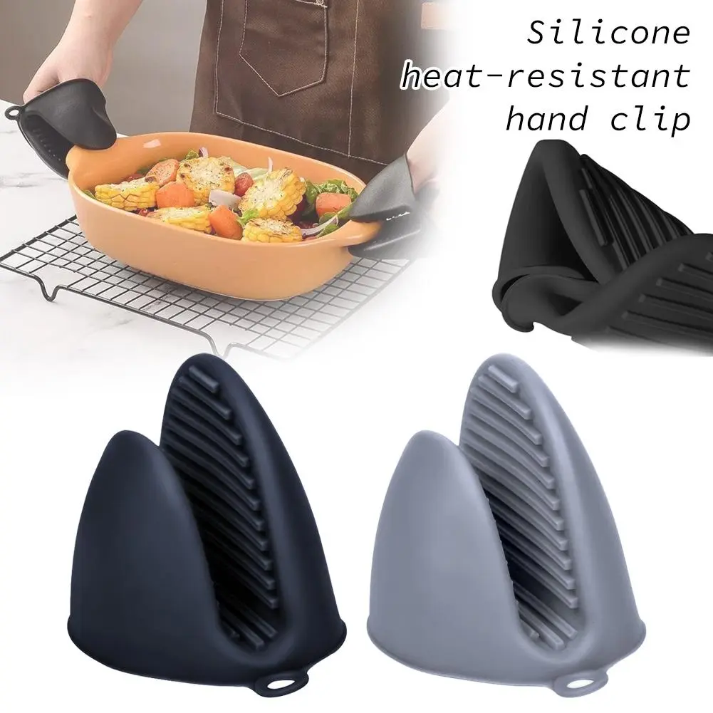 Oven Mitts Silicone Heat Resistant Pinch Mitts Anti Oven Slip Holder Gloves Cooking Clips Q0P3