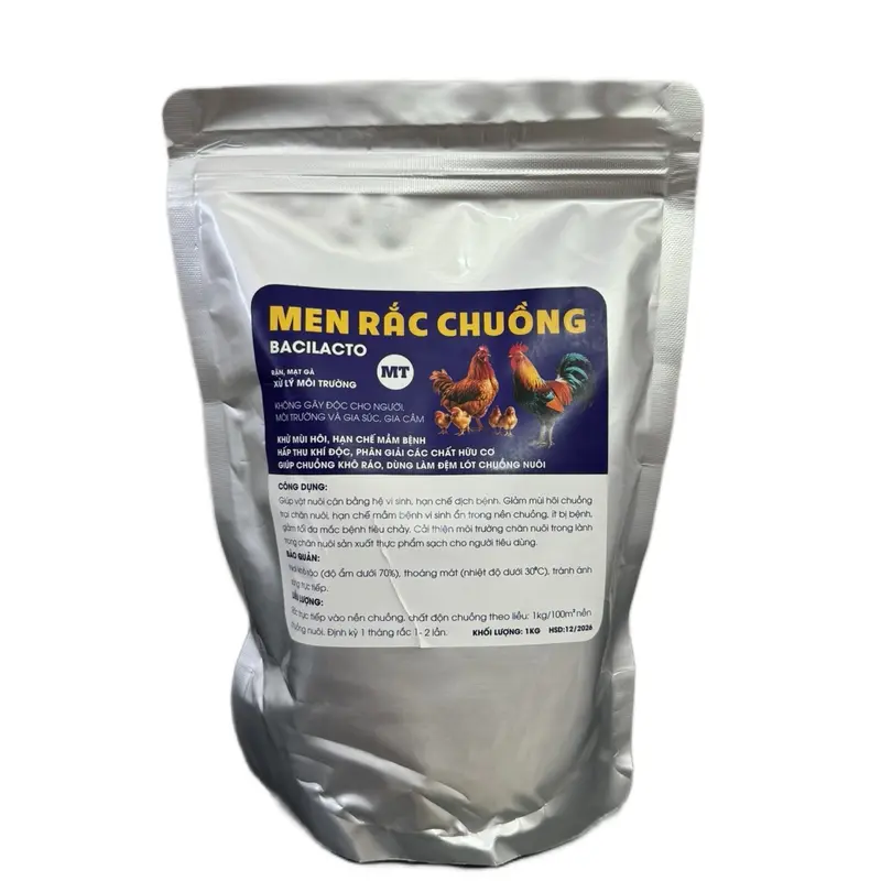 Sản phẩm Men Rắc Chuồng thế hệ mới 5in1 1kg . Khử mùi hôi hút ẩm, hạn chế mầm bệnh, diệt mạc cháy rận ve trên chuồng nuôi, huỷ phân chuồng trại. 4