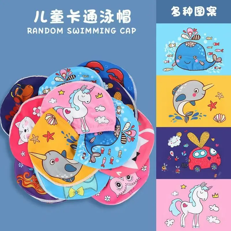 Boys' and Girls' Universal NotTooTight Cute Cartoon Comfortable HighEnd Goodlooking Children's Swimming Cap Universal Cloth Equipment