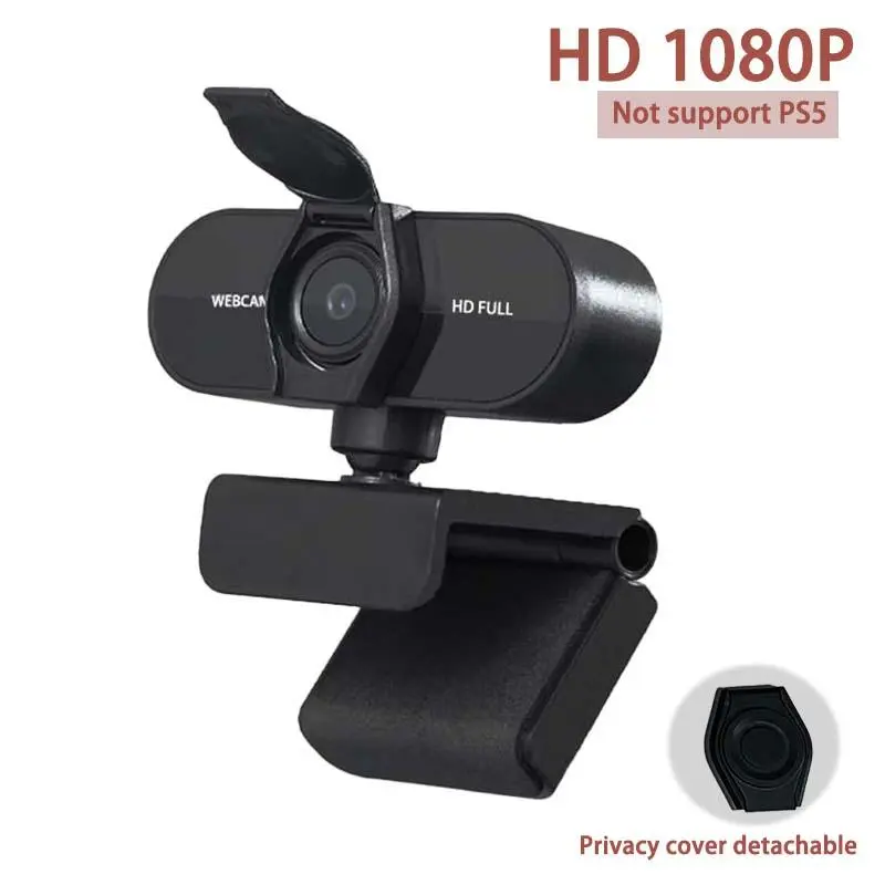 USB Powered HD Webcam, 1080P Computer Extension Free Drive External Camera with Privacy Cover, Auto Focus Webcam with Built-in Microphone for Online Meeting