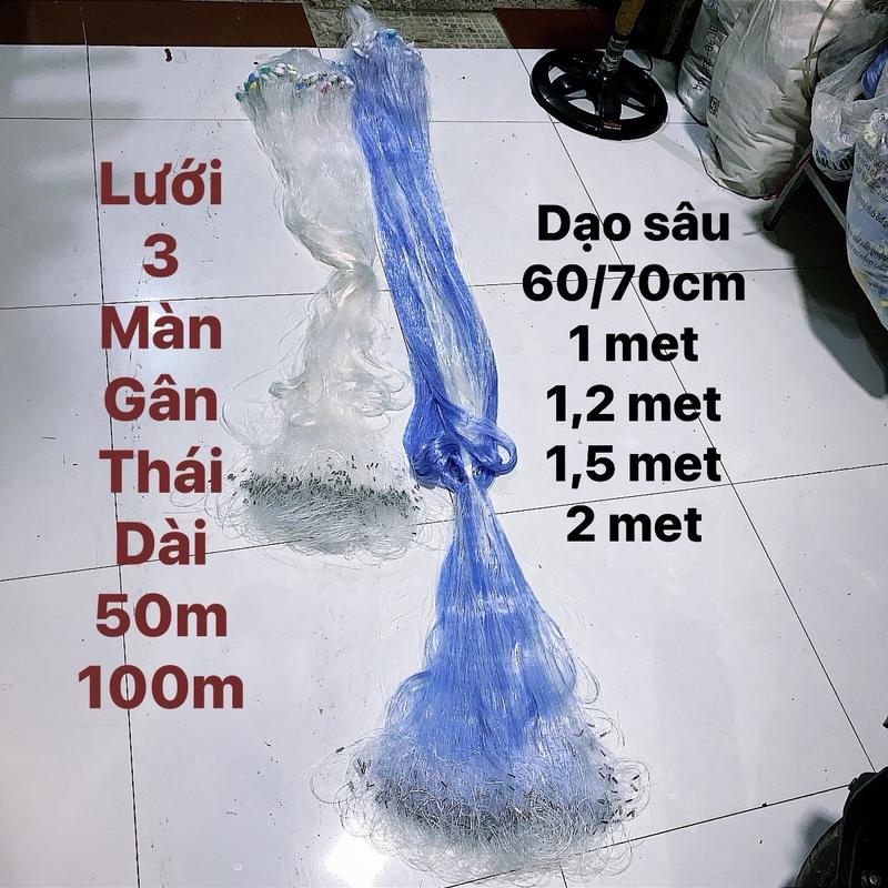 Lưới 3 màn gân Thái, Lưới bắt cá dài 50/100m, cao 2m 1m5 1m2 1m Fishing