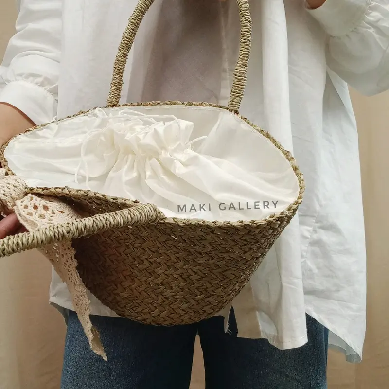 Tas Anyaman Kerajinan Mendong Pandan Pita Renda Etnik Wanita Tradisional Bali Gemma Bag By Maki Gallery Polos Dewasa 7