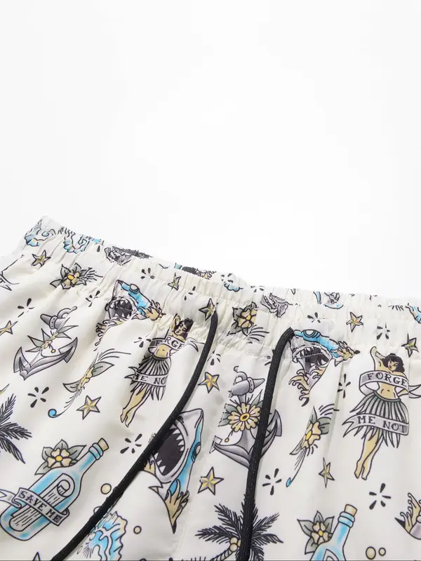 Men's Regular Fit All Over Print Beach Shorts, Casual Comfy Breathable Swim Shorts for Summer, Men's Shorts for Beach Vacation 3