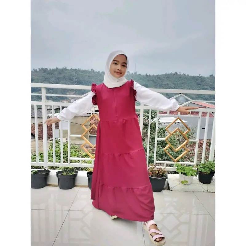 Gamis anak zilla terbaru size 1-11 tahun Muslim Polos 2
