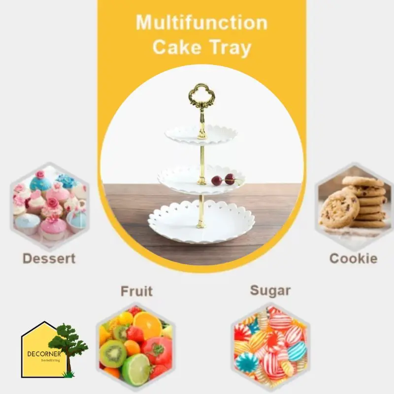 Kitstorm Piring Saji 3 Susun Untuk Kue Cupcake Display Plate Stand Piring Saji Pesta Buah 4