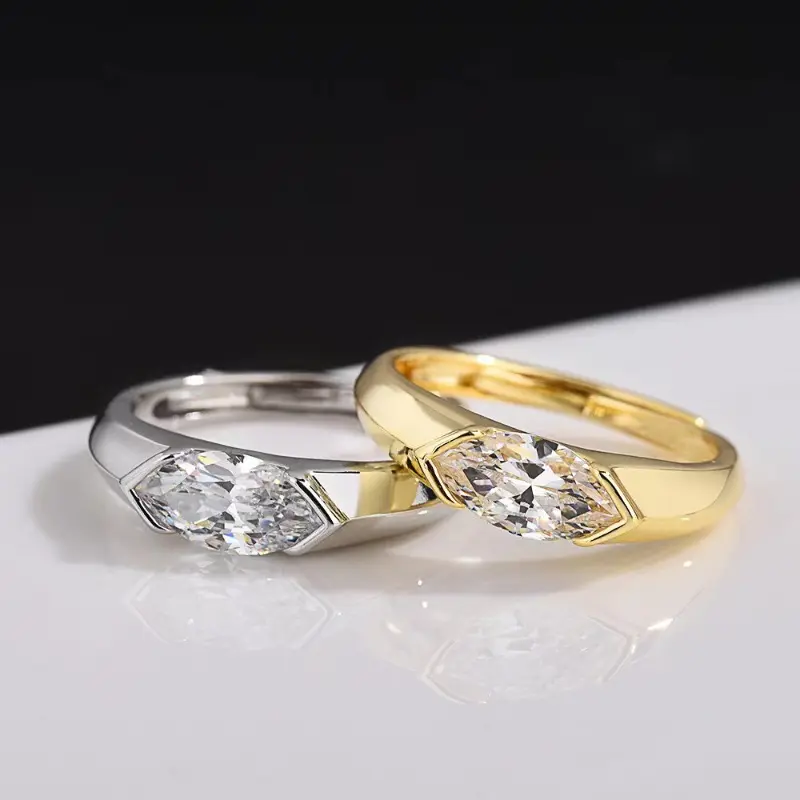Nhẫn Mắt Ngựa, Thiết Kế Hợp Kim Tối Giản, Với Zircon Hình Tứ Giác, Dành Cho Cặp Đôi, Nhẫn Cá Tính Họa Tiết Độc Đáo Bán Chạy, Hàng Mới Về