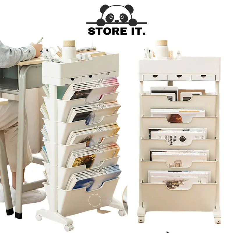 【STORE IT.】Desk Side Storage Rack Bookshelf Side Table With Wheels Book ...