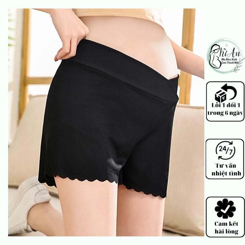 Quần Bầu Mặc Trong Váy Ki An Ms 02 cạp chéo Chất Cotton tăm Co Giãn 4 Chiều. Quần trong váy bà bầu có chun chỉnh Váy Bầu Đầm Bầu Sandal Voi