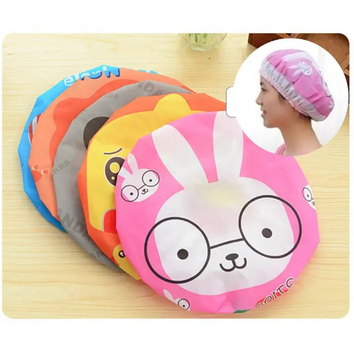 Shower Cap Karakter Topi Penutup Cover Kepala Pelindung Rambut Waterproof Anti Air Basah Unik Lucu
