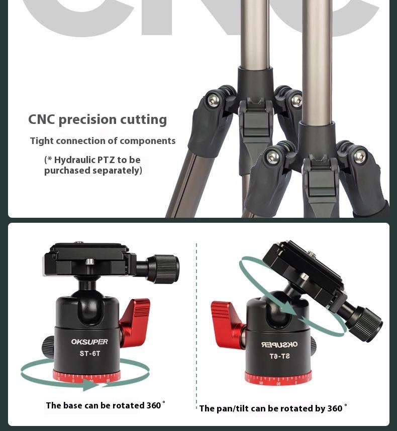 Product Introduction of SL OKSUPER camera tripod photography SLR tripod outdoor portable aluminum alloy hydraulic damping gimbal bracket 7