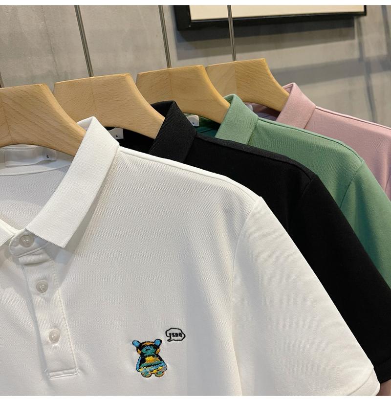 Product Introduction of New Bear Embroidery Polo Shirt Simple Fashion Men's Top 14