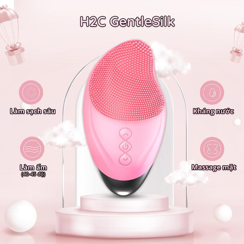 Máy rửa mặt silicon H2C GentleSilk Skincare - Massage mắt, làm ấm hỗ trợ giảm nhăn bọng mắt