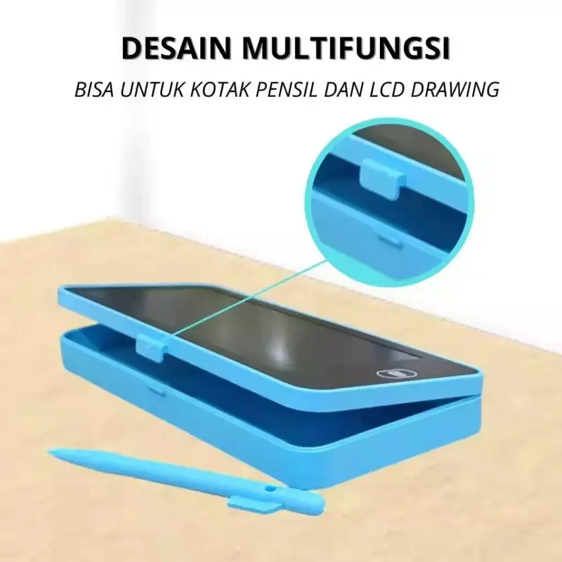 Kotak Pensil dengan Papan Tulis Digital Interaktif / Drawing Box Kotak Pensil Multifungsi 2 in 1, dapat dicoret dan hapus 5