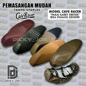 Cover Jok Model Caferacer Pelindung Jok Motor (PAKAI KARET) Beat, Scoopy, Vario, Pcx, Nmax, Aerox,Stylo
