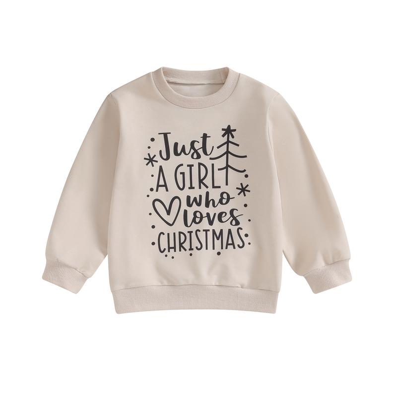 Toddler Girl Christmas Sweatshirts Long Sleeve Letter Pullover Tops 0