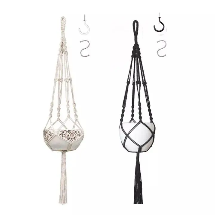 2x MACRAME JUTE PLANT HANGER FLOWER POT HOLDER WALL ART GARDEN HANGING ROPE 2025 UK STOCK 5