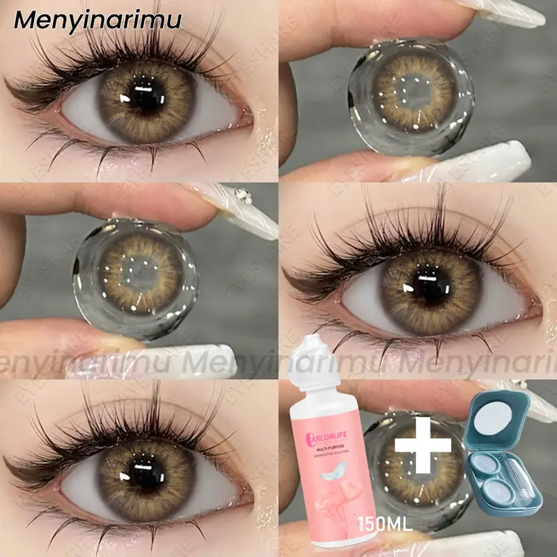 Eyeshare (COD) Softlens SET Soft Warna lensa kontak with 150ml solution kotak cermin set 1