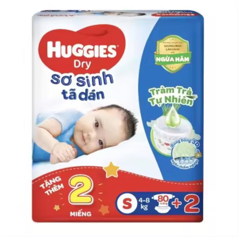 Product Introduction of Huggies tã dán size S80+2 cho bé 4 đến 8 kg Voi , Tết bỉm pun 1