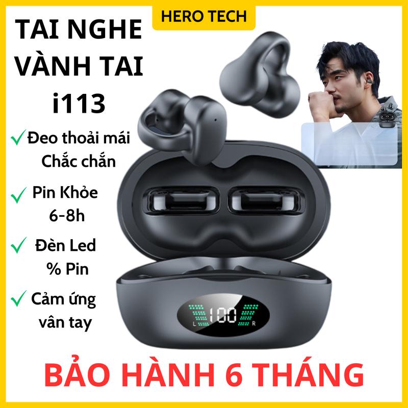Tai nghe Bluetooth đeo vành tai I113- Phong cách thể thao, đeo thoải mái, cảm ứng vân tay cùng đèn Led hiện đại, pin khỏe, tích hợp nghe gọi. Nghe nhạc Earphone 1