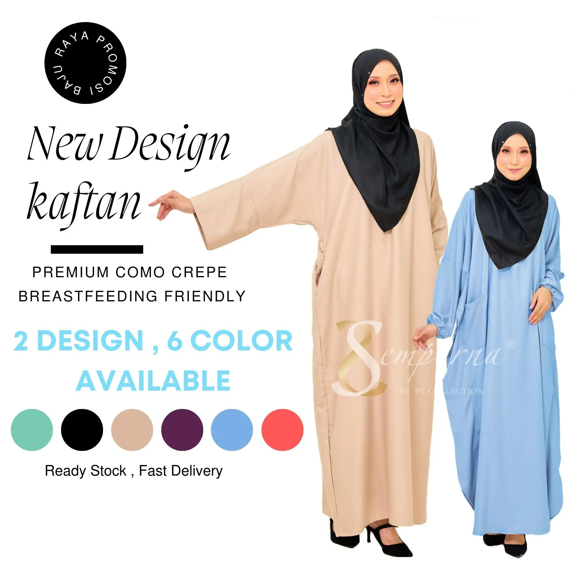 KAFTAN VIRAL PREMIUM COMO CREPE : Jenama Sempurna by pycollection