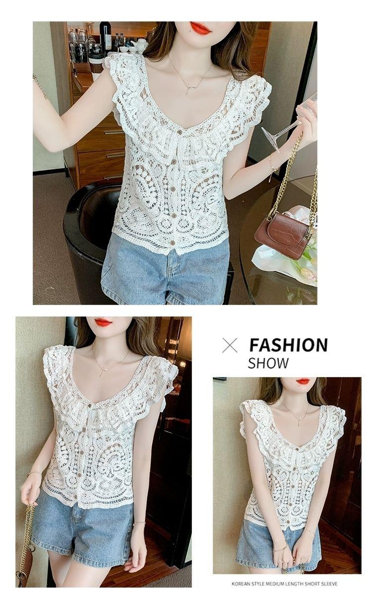 Product Introduction of Quần Áo Nữ, Bộ Sưu Tập Mùa Hè 2024, Áo Thun Ren Ngắn Khoét Lỗ Thiết Kế Đẹp, Độc Đáo Và Sang Trọng, Áo Không Tay Hàng Mới Về 11