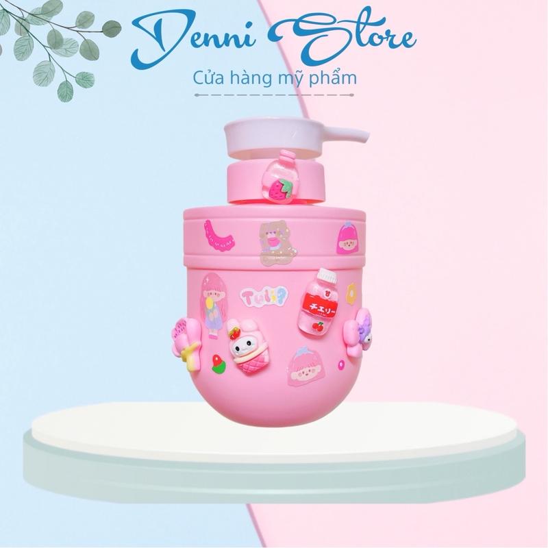  Bình Đựng Kem Body Mỹ Phẩm Vòi Ấn 300ml màu Hồng Phấn Bình Chiết Mỹ Phẩm hủ đựng kem 