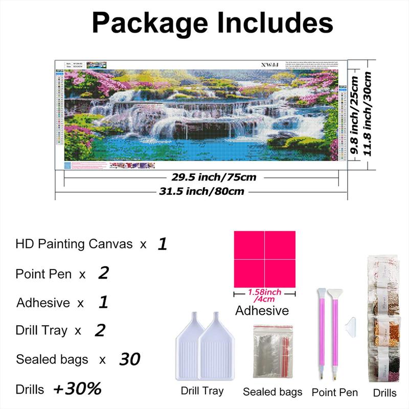Product Introduction of Flower & Waterfall Pattern Diamond Arts Colorful Painting Kit without Frame, 5D Landscape Scenery DIY Diamond Art Picture for Beginner, Decorative Home Decor 15