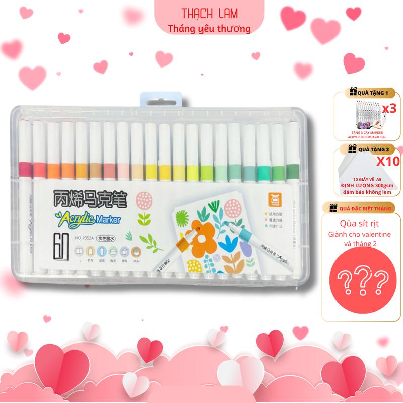  Quà tặng nhiều Set 12 đến 60 Bút màu ACRYLIC Marker đầu nhọn chống thấm nước không bị nhòe vẽ lên được nhiều chất liệu bomau  acrylic 