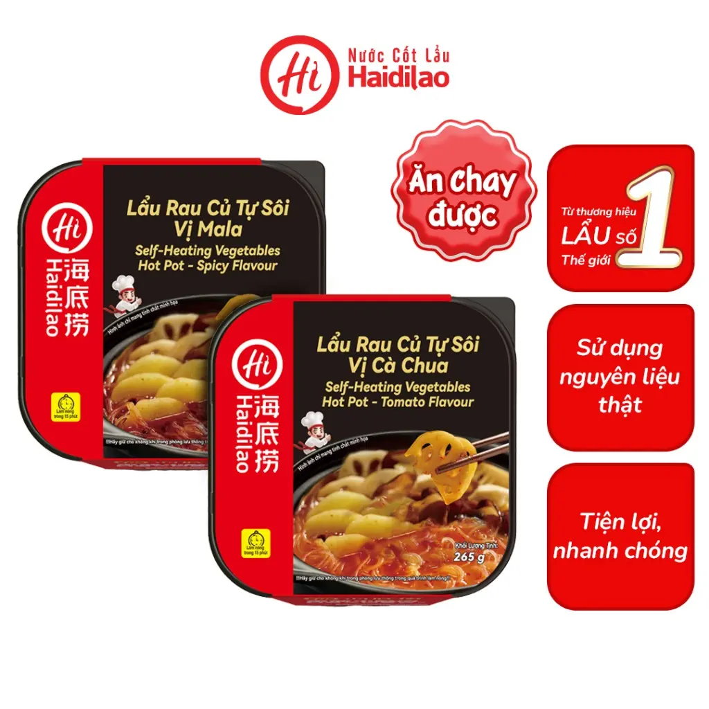[HỘP LẺ] Lẩu Rau Củ Tự Sôi Haidilao Nhiều Vị Lựa Chọn Thơm Ngon, Bổ Dưỡng, Tiện Lợi