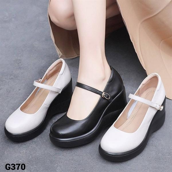 [Màu Đen + Trắng Kem] G370 GIÀY BÚP BÊ DA BÒ NỮ ĐẾ XUỒNG 9P CỔ ĐIỂN CAO CẤP LABAG