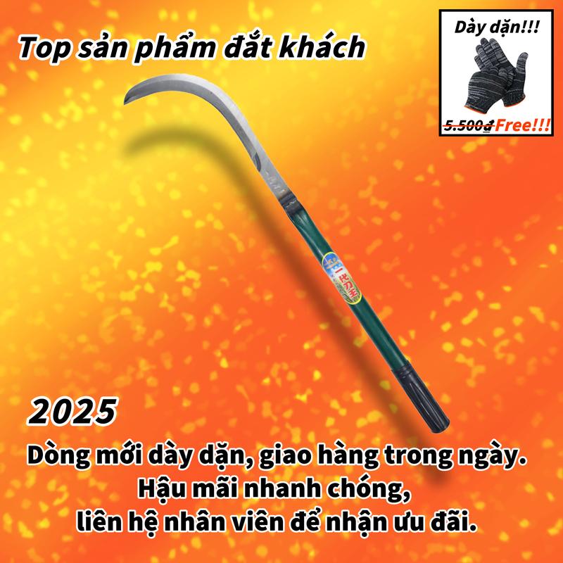 cán dài là dụng cụ nông nghiệp chất lượng cao, bền, dùng để thu hoạch chuối, sửa cành, làm cỏ,dụng cụ làm vườn. Phục vụ cắt cỏ, phát quang bụi rậm, cắt dây leo trên cao-Giao hàng ngay trong ngày, đảm bảo sau bán hàng lưỡi liềm lúa cầm tay
