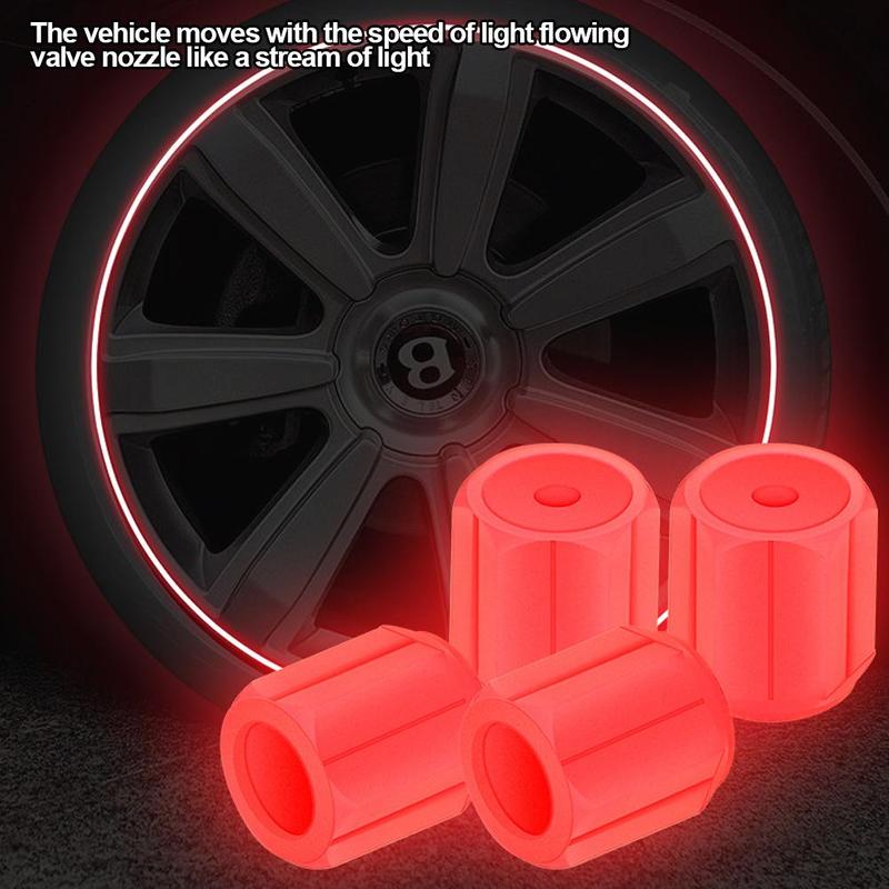 4Pcs Luminous Car Valve Cap Dust-proof Decorative Tires Tyre Stem Covers Applicable Accessories Universal Motorcycle Bike #448503 3