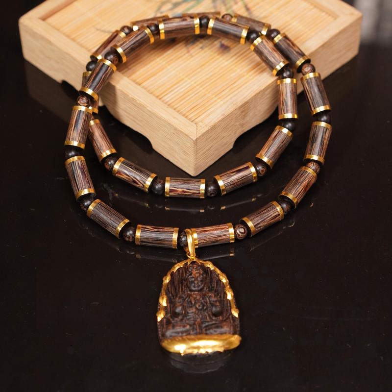 [BV] Combo Mặt Trầm Hương + Dây Cổ Đốt Trúc 8li- Trầm Hương Sánh Chìm -  Trầm Hương Yên Lộc