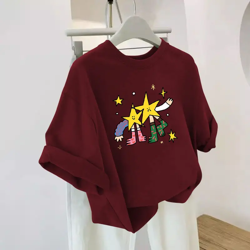 Fashion Stars People Playful Funny Short Sleeve T-Shirt Vintage Printed Top Men's and Women's Unisex