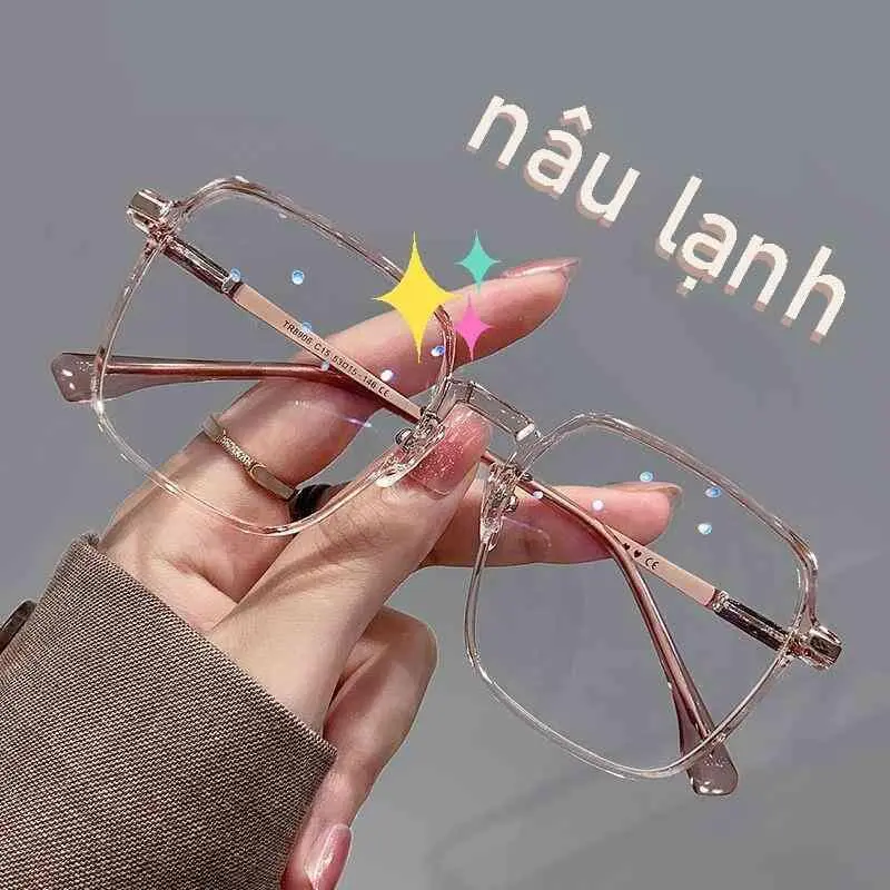 Kính Mắt Siêu Nhẹ Dành Cho Nữ, Phong Cách Đại Học Thuần Khiết Gương Phẳng Lớn, Gọng Kính Mắt Chống Ánh Sáng Xanh, Bao Gồm Khung lu  kính kinh  mat  latio kinh  mat  nuchong  uv kinh  thoi  trang  han  quoc kinh  chong  uv